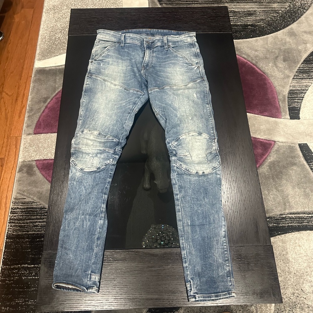 G-Star RAW Men’s Distressed Slim-Fit Moto Jeans - Size 33W x 32L
